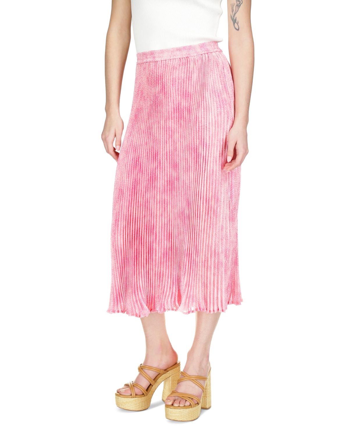 Michael Michael Kors Women's Tonal-Print Pleated Midi Skirt