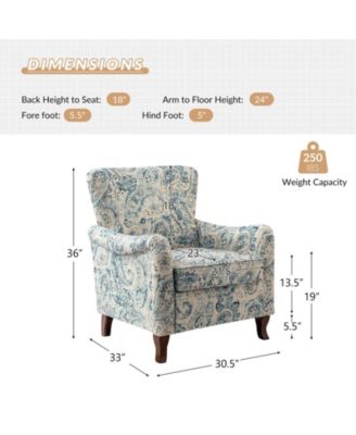 Ewert Comfy Floral Fabric Pattern Armchair with Wingback Design