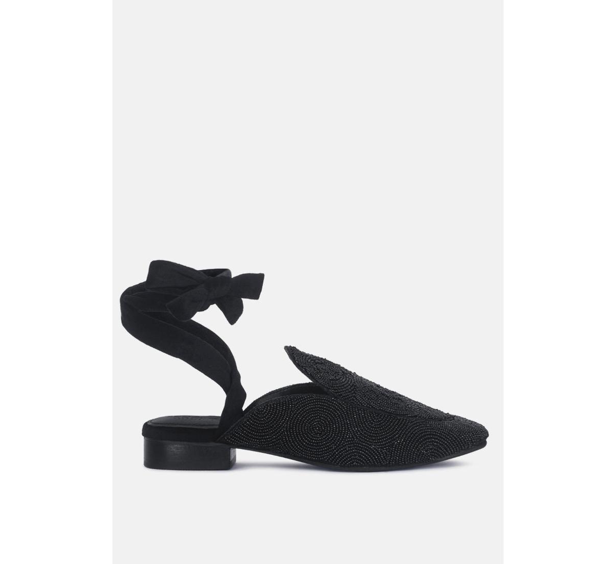Rag & Co Kuba Womens African Intricate EmbroideryMules - Black