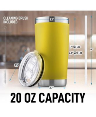 20oz Stainless Steel Tumbler With Lid and Straw - Sweat-Free Travel Coffee Mug Tumbler Cups