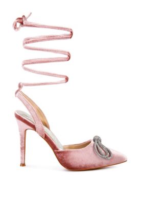 Womens Big Treat Rhinestone Embellished Lace Up Sandals
