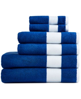 Lacoste Heritage Sport Stripe Logo Cotton 6-Pc. Bath Towel Set