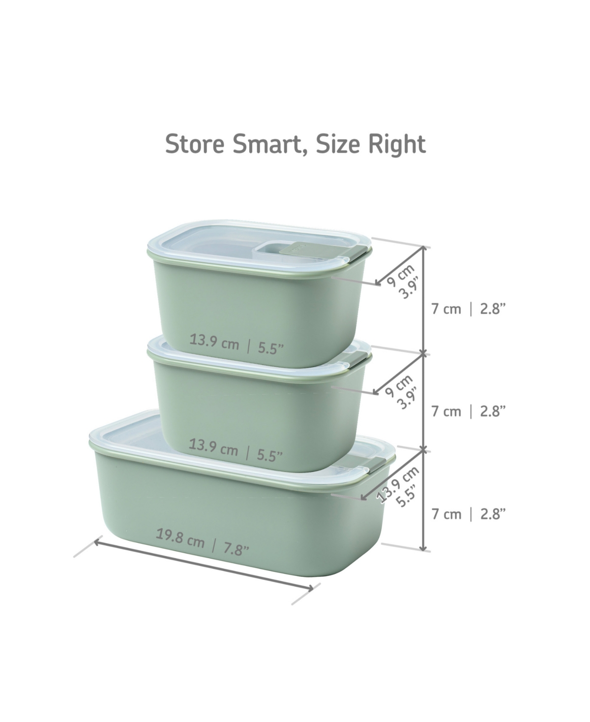 Mepal Easyclip 3pc. Rectangular Box Set In Green