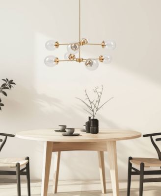 8-Light Metal Chandelier with Globe Bulbs