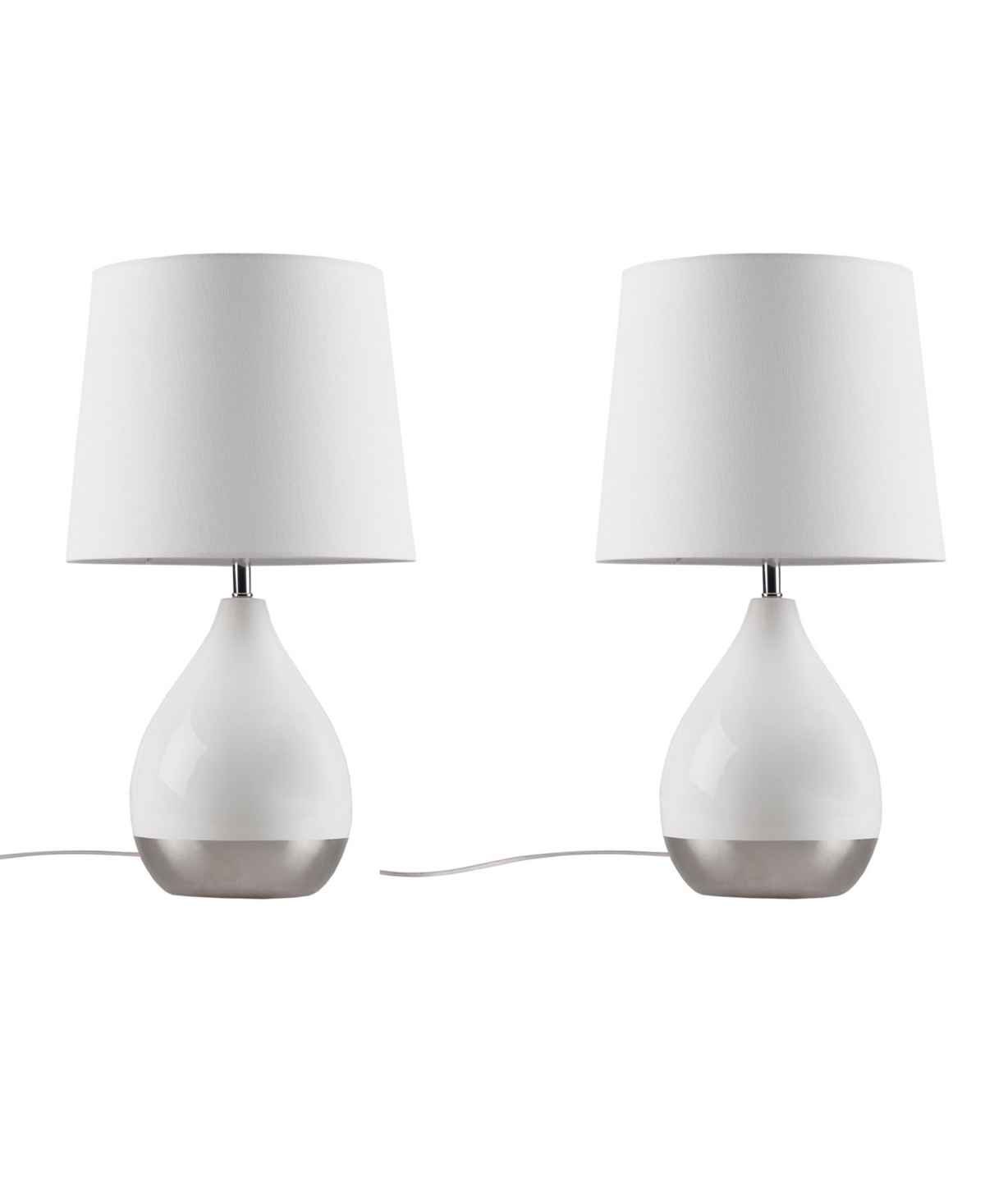 510 Design 2-tone Ceramic Table Lamp Set Of 2 In White,silv