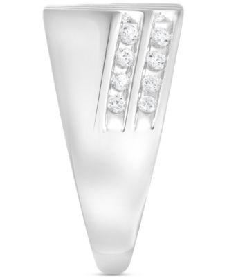 Men's Diamond Diagonal Channel-Set Ring (1 ct. t.w.) in 10k White, Yellow or Rose Gold