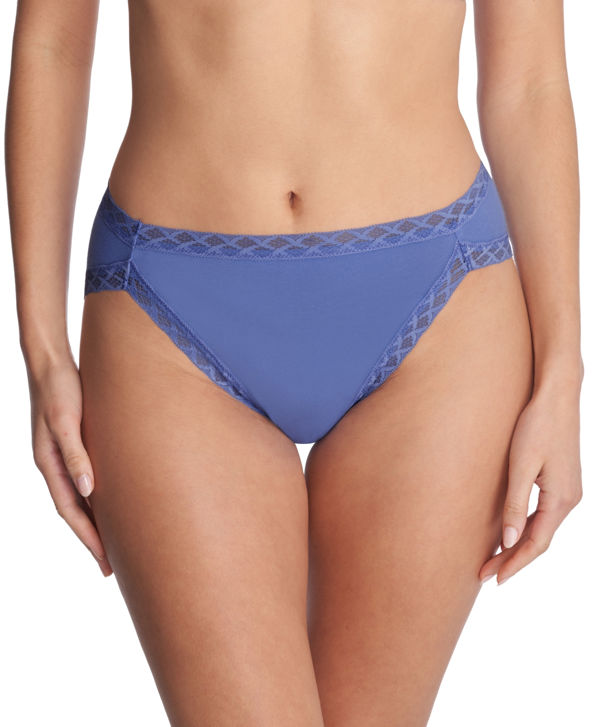 Natori Bliss Lace-trim Cotton French-cut Brief Underwear 152058 In French Blu