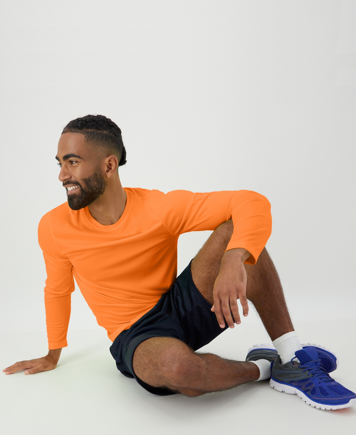 Sport Men's Cool Dri Performance Long Sleeve T-Shirt, 2-Pack - Orange