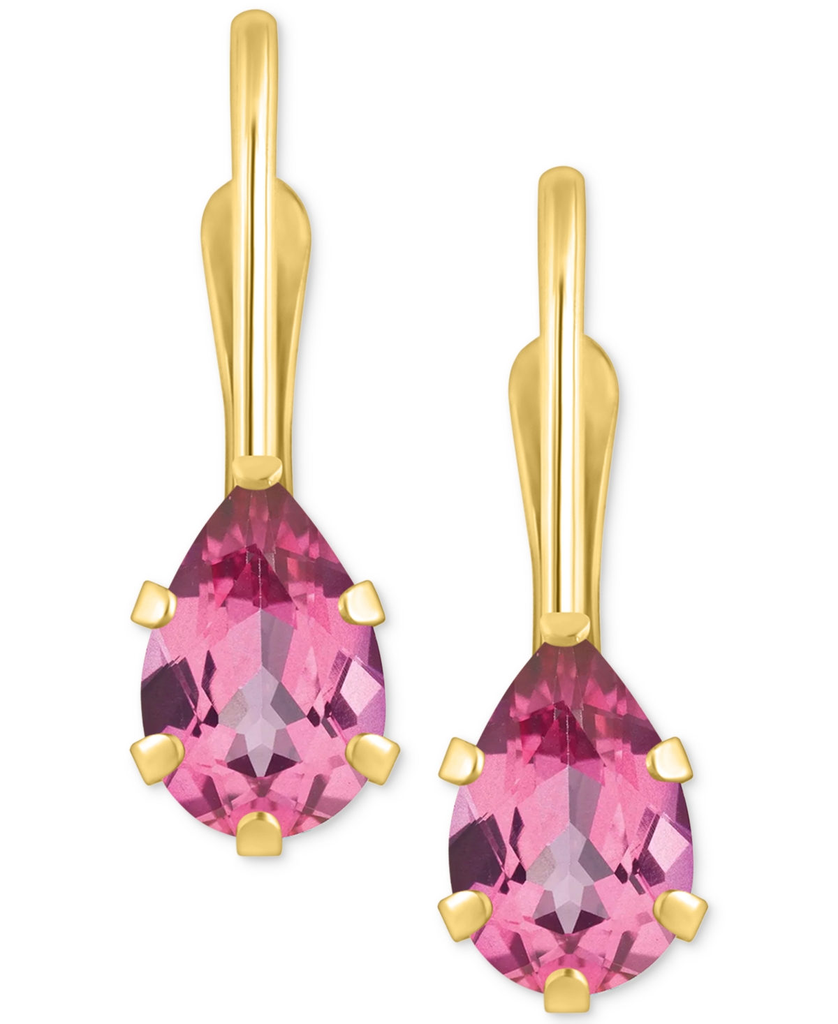 Pink Topaz Pear-Cut Solitaire Leverback Earrings (1 ct. t.w.) in 10k- Gold