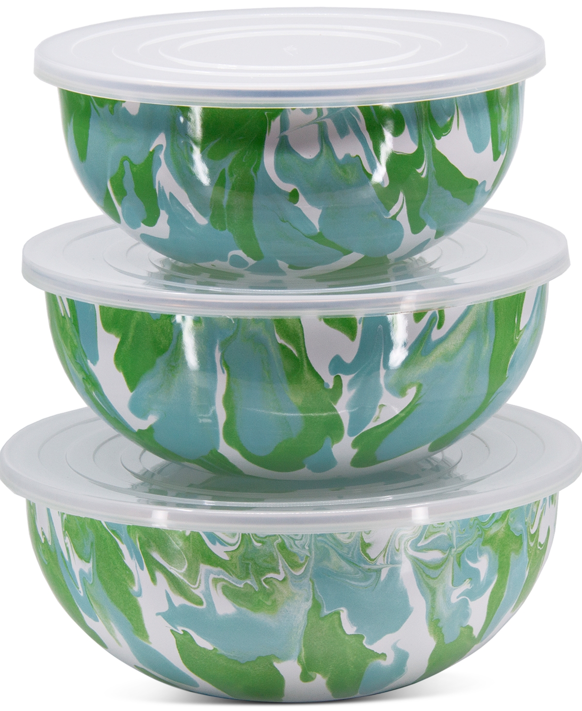 Golden Rabbit Modern Monet Mixing Bowls with Lids, Set of 3