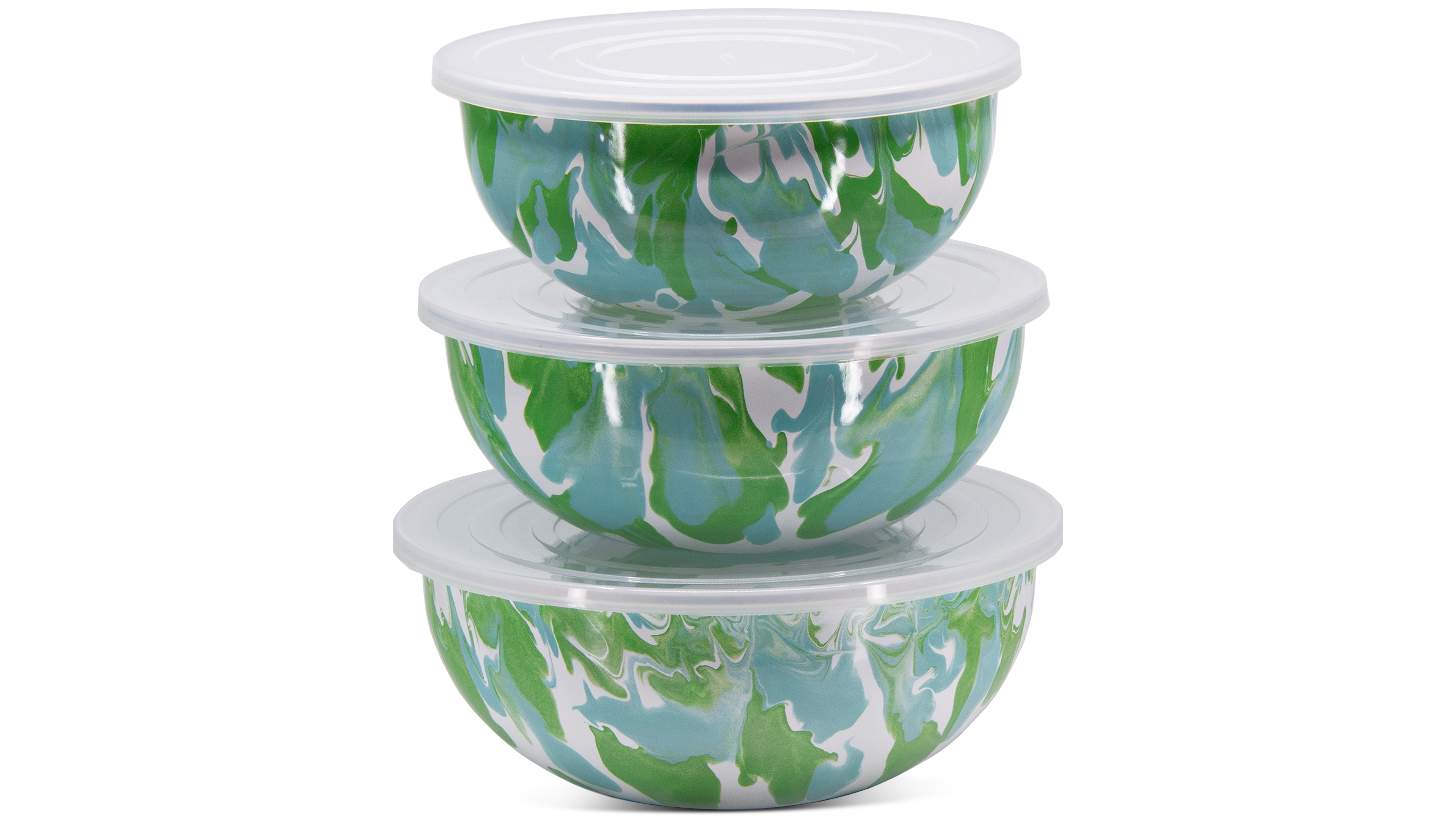 Golden Rabbit Modern Monet Mixing Bowls with Lids, Set of 3