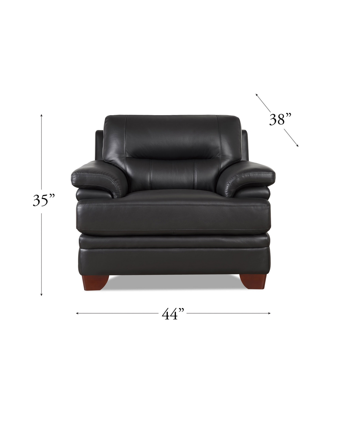 Hydeline Luxor 44" Top Grain Leather Chair In Black