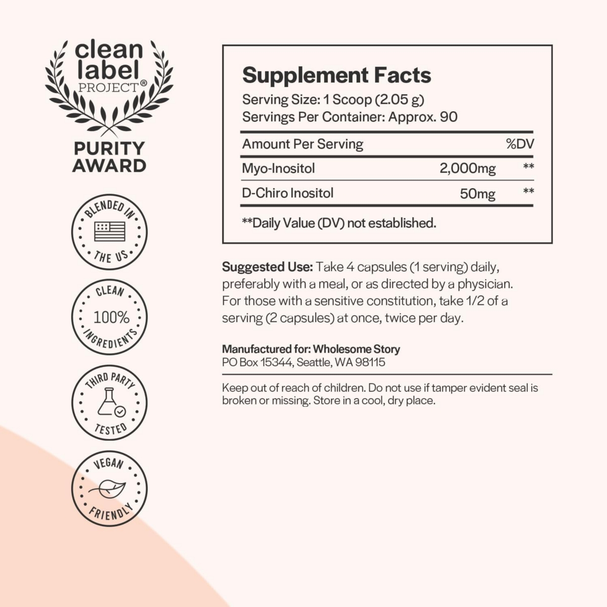 Wholesome Story Inositol Supplement Powder | Myo-Inositol & D-Chiro Inositol | Hormonal Balance & Healthy Ovarian Function Support | Vitamin B8 | Grea
