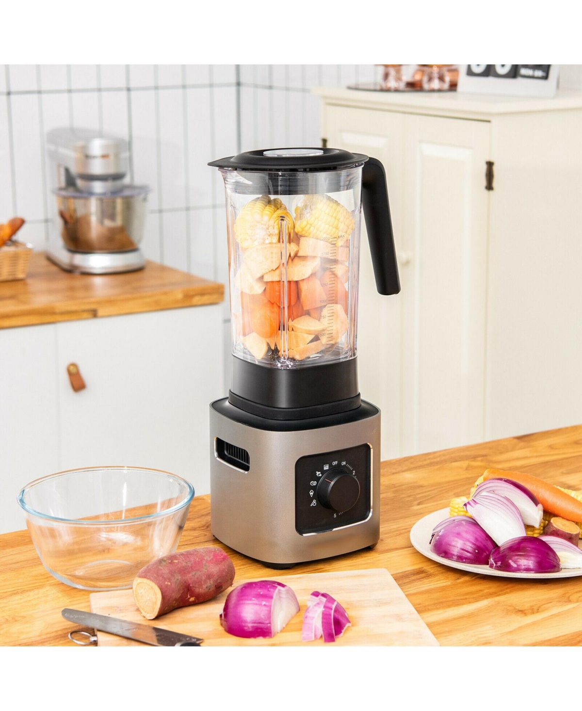 Slickblue 1500W 5-Speed Countertop Smoothie Blender with 5 Presets and 68oz Tritan Jar-Silver