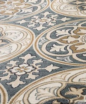 Lyndhurst LNH341 Slate Blue and Beige 8' x 11' Area Rug