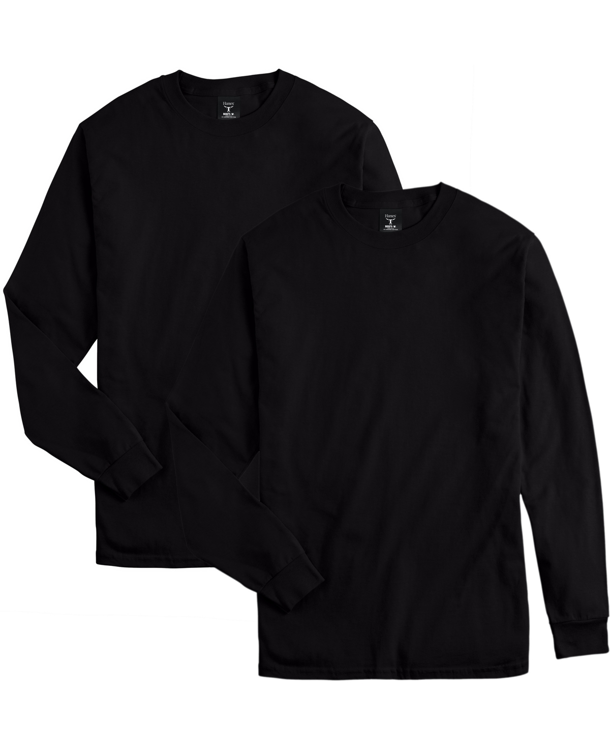 Shop Hanes Beefy-t Unisex Long-sleeve T-shirt, 2-pack In Black