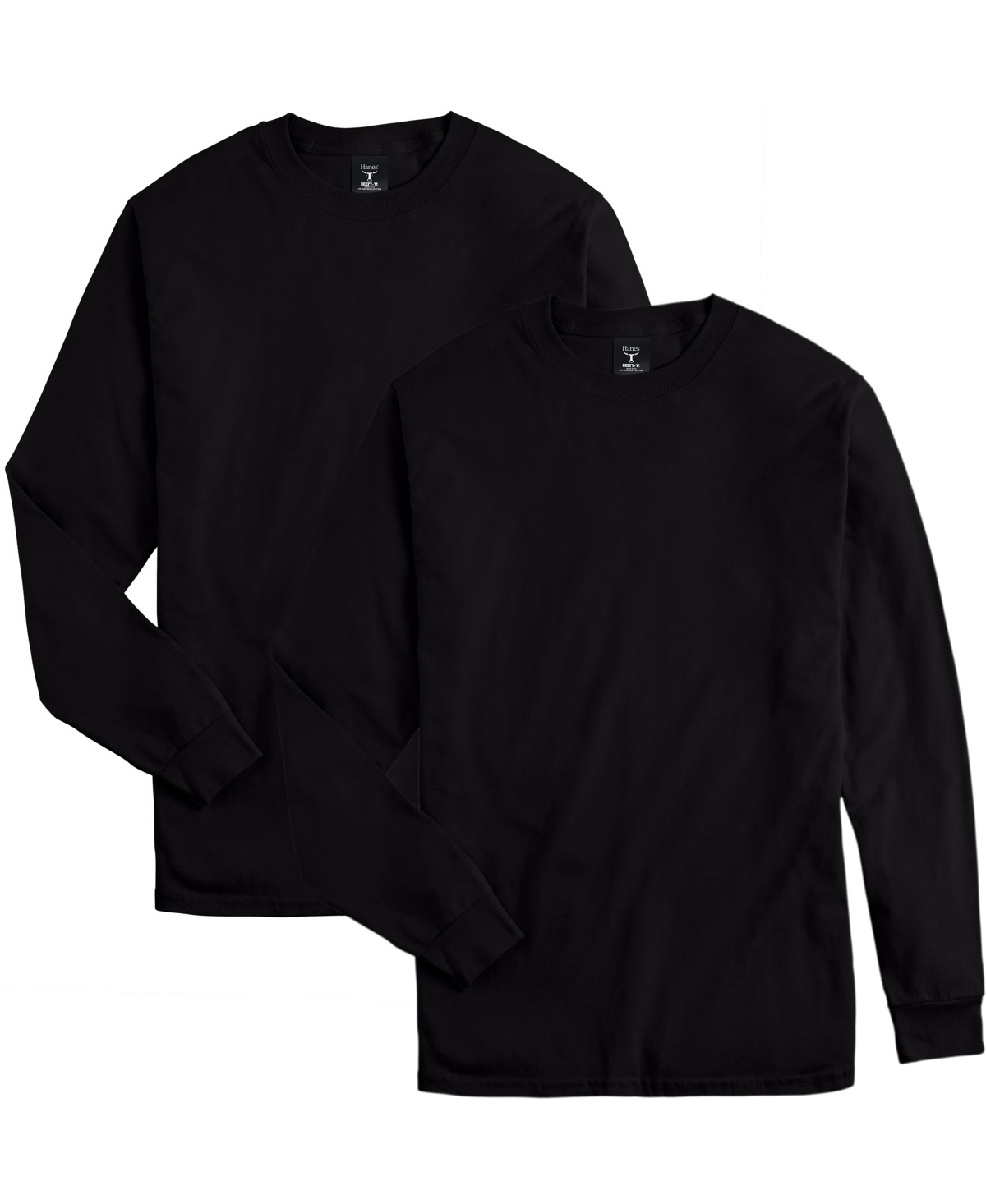 Hanes Beefy-t Unisex Long-sleeve T-shirt, 2-pack In Black