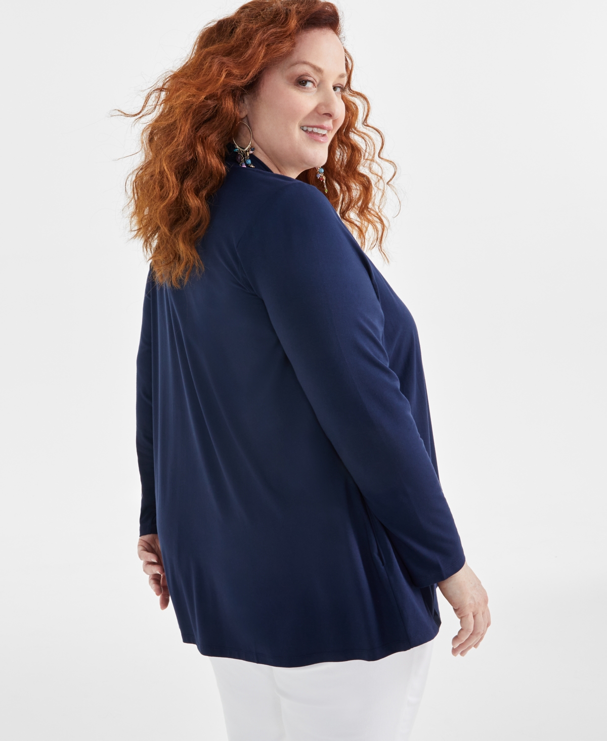 Style & Co Plus Size Open-Front Long-Sleeve Cardigan, Created for Macy's