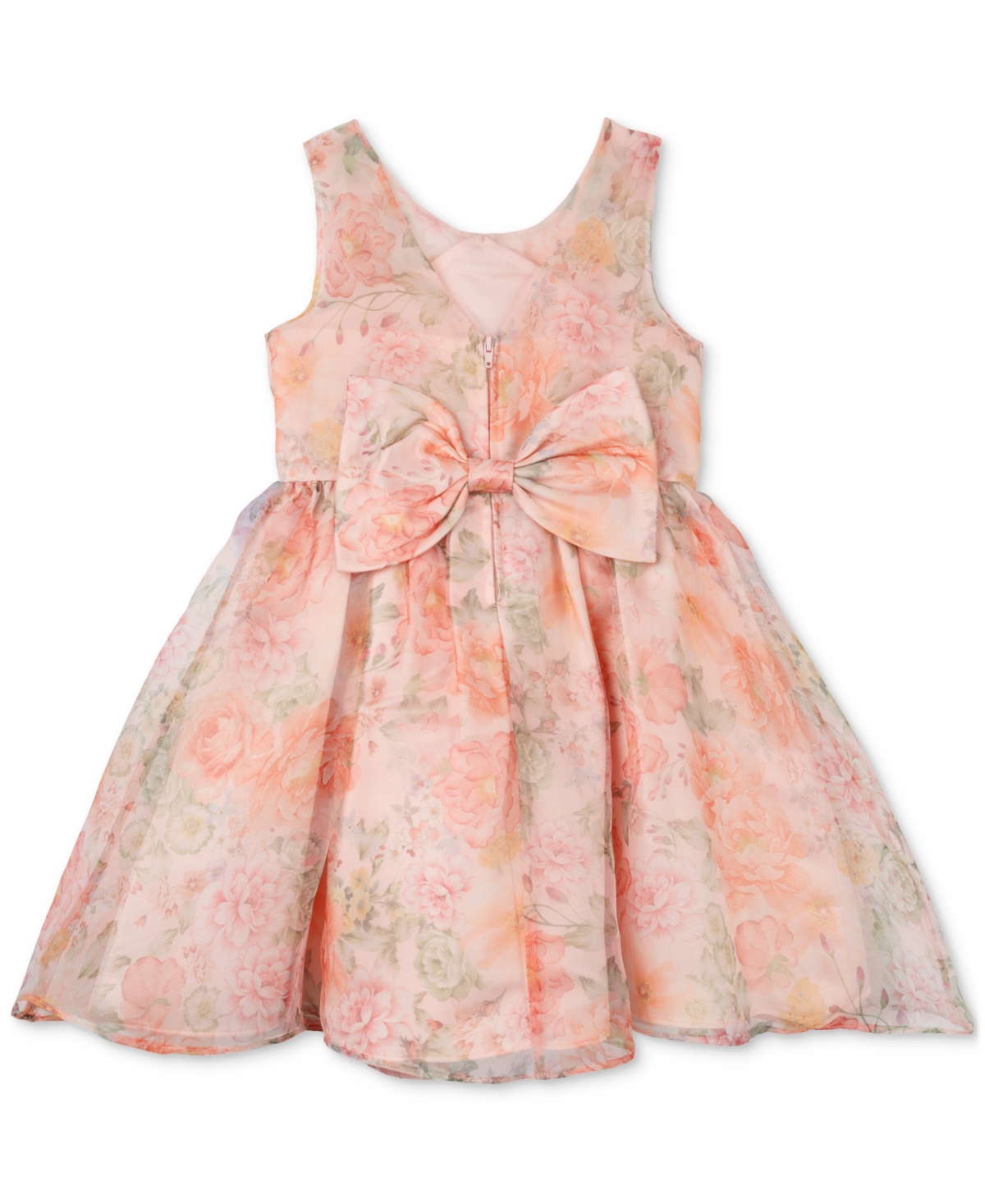 Rare Editions Toddler & Little Girls Illusion-Bodice Floral-Print Organza Social Dress