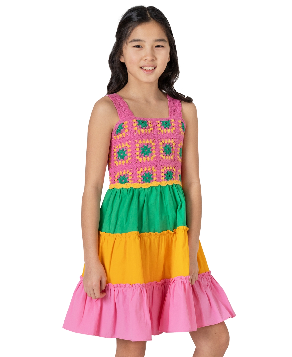 Rare Editions Big Girls Crochet Colorblocked Dress