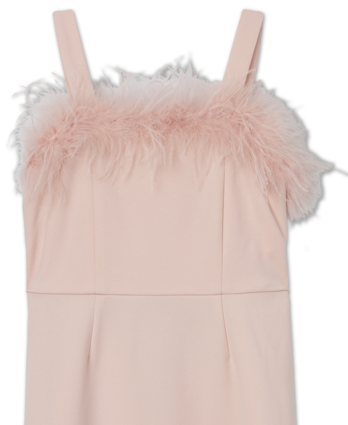 Shop Speechless Big Girls Feather-trim Fit & Flare Dress In Blush Jm