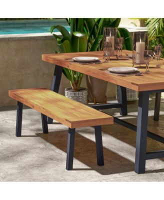 Tokar Rustic Acacia Wood Bench With Seating For Two, Flared Wooden Legs And Slatted Surface For Indoor And Outdoor Use