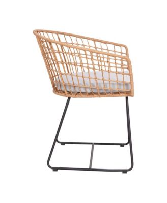 Ari Set Of Two All-Weather Faux Rattan Rope Chairs With Padded Cushions For Indoor And Outdoor Use