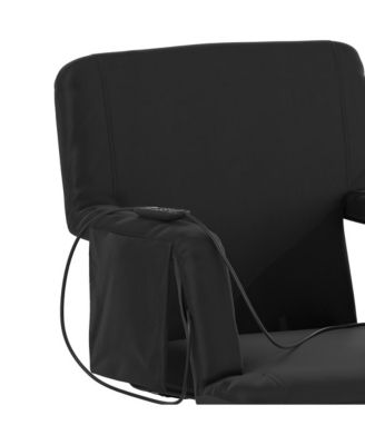 Mikki Portable Heated Reclining Stadium Chair With Armrests, Padded Back & Heated Seat With Dual Storage Pockets And Backpack Straps