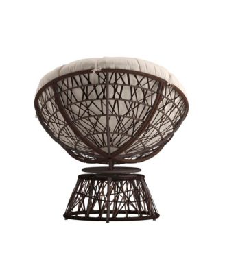 Papasan Style Woven Wicker Swivel Patio Chair With Removable All-Weather Cushion