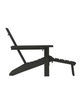 Ridley Hdpe Adirondack Chair With Cup Holder And Pull Out Ottoman, All-Weather Hdpe Indoor/Outdoor Lounge Chair