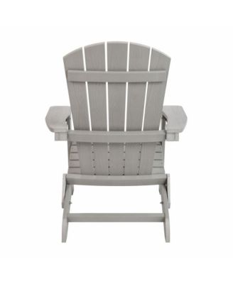 Set Of 2 Riviera Poly Resin Folding Adirondack Lounge Chair - All-Weather Indoor/Outdoor Patio Chair