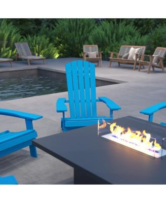 Set Of 4 Riviera Poly Resin Folding Adirondack Lounge Chair - All-Weather Indoor/Outdoor Patio Chair