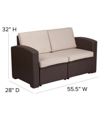 Malmok Outdoor Furniture Resin Loveseat Faux Rattan Wicker Pattern 2-Seat Loveseat With All-Weather Cushions