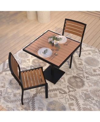 Kersey 3 Piece Patio Table And Chairs Set Faux Wood And Metal Indoor/Outdoor Table And Chairs With All-Weather Purpose