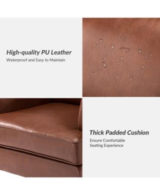 Nihad Modern Faux Leather Accent Chair with Nailhead Trim