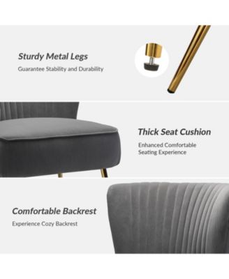 Velvet Accent Chair with Gold Metal Legs for Bedroom Guest Room Vanity