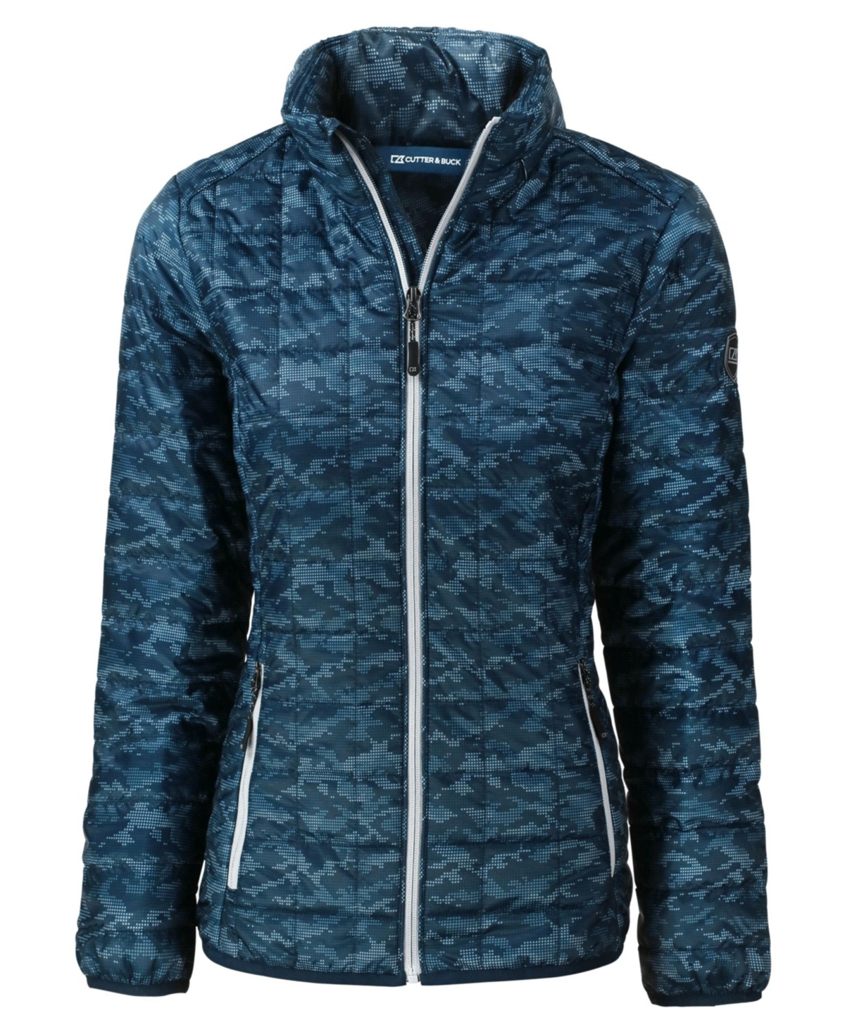 Women's Rainier PrimaLoft Eco Insulated Full Zip Printed Puffer Jacket - Navy