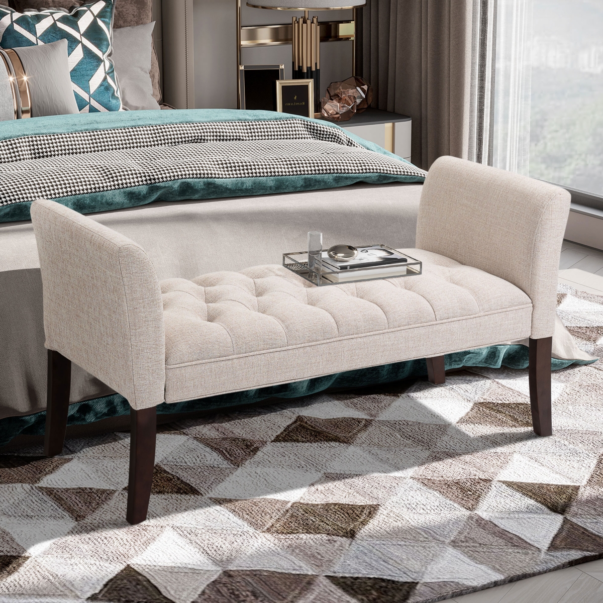 Homcom End of Bed Bench with Button Tufted Design