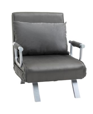 Modern Futon Sofa Lounger Couch with Adjustable Backrest & Comfy Pillow, Dark Grey