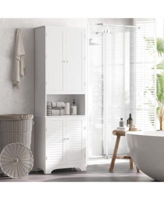 Wash Room Medicine Cupboard with Double Swing Doors, White