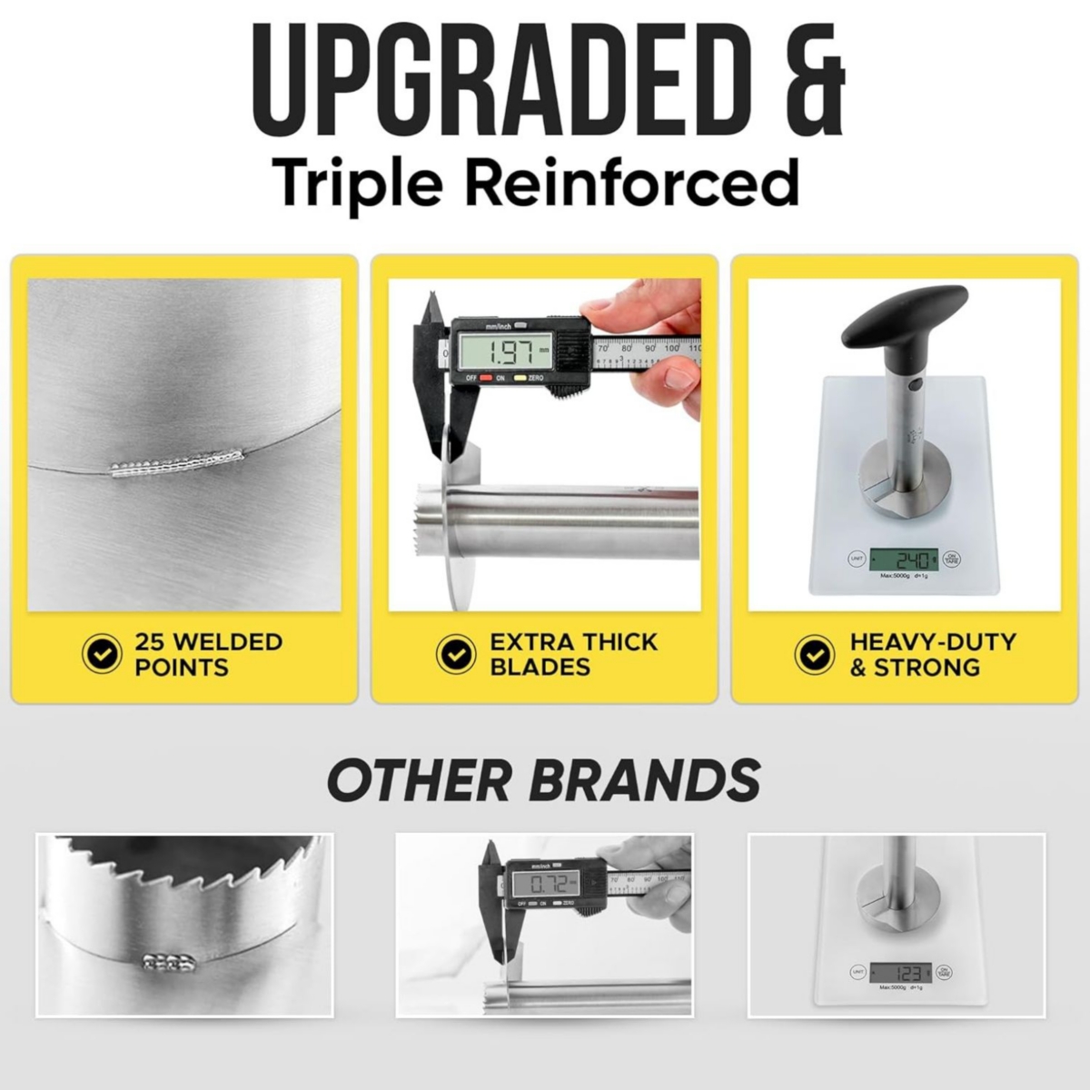 Heavy Duty Pineapple Corer & Slicer + Eye Removal Tool with Reinforced Blade