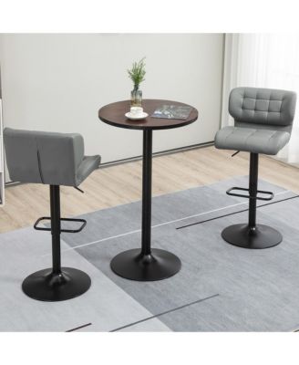 42"H Rustic Industrial Metal Elm Wood Top Bar Height Standing Pub Table