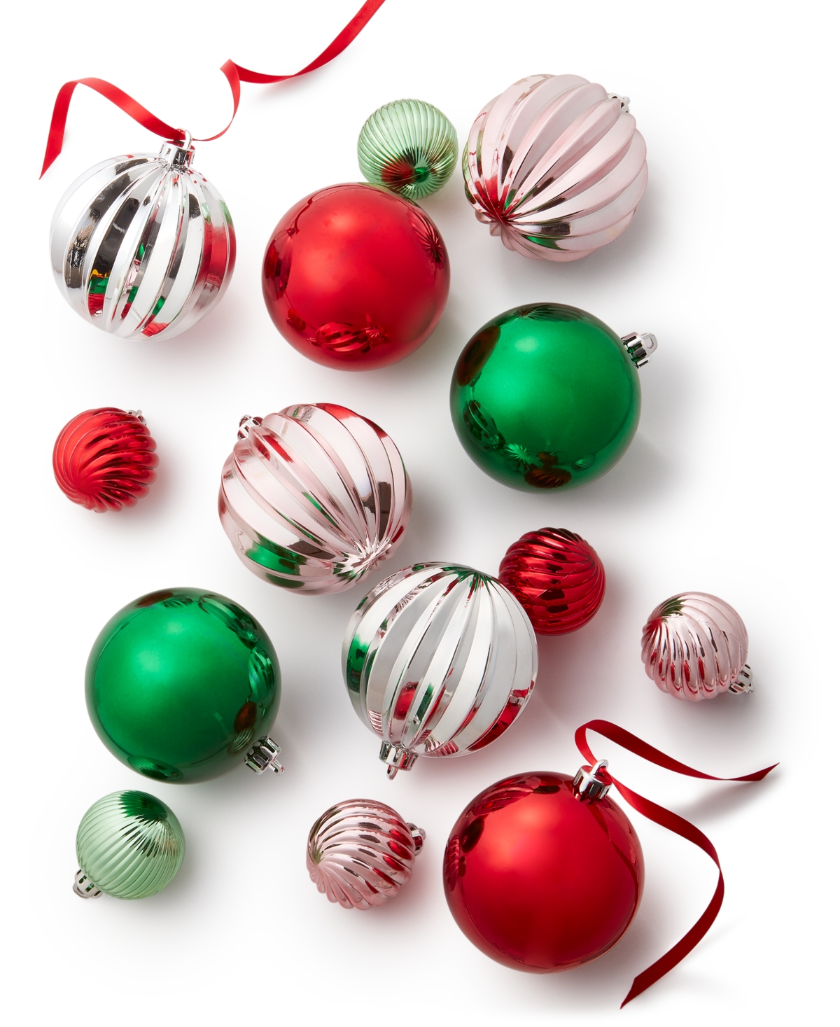 Holiday Lane Christmas Cheer Green Red White and Pink Ornaments, Set of 50, Created for Macy's