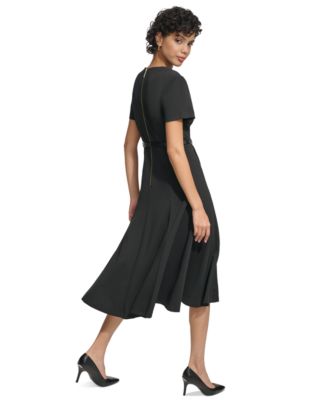 Calvin Klein Women's Belted Fit Flare Midi Dress Macy's