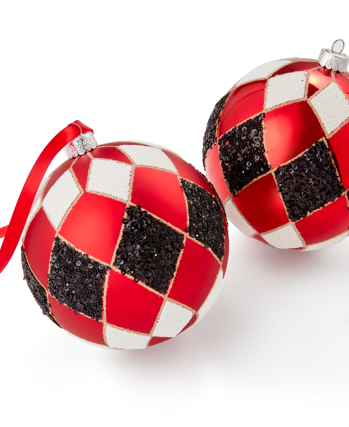 Holiday Lane Royal Holiday Diamond-motif Ornaments, Set Of 3, Exclusively At Macy's In No Color