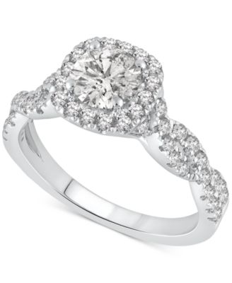 Macy's - GIA Certified Diamond Halo Engagement Ring (1 ct. t.w.) in 14k White Gold