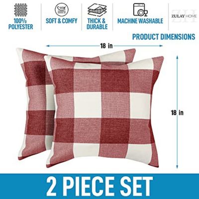 Pack of 2 Buffalo Plaid Throw Pillow Covers - Farmhouse Porch Pillows Outdoor & Indoor Covers 18x18 inches