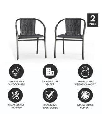 2 Pack Rattan Indoor-Outdoor Restaurant Stack Chair With Curved Back