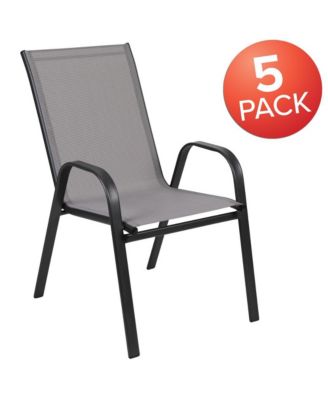 5 Pack. Outdoor Stack Chair With Flex Comfort Material And Metal Frame