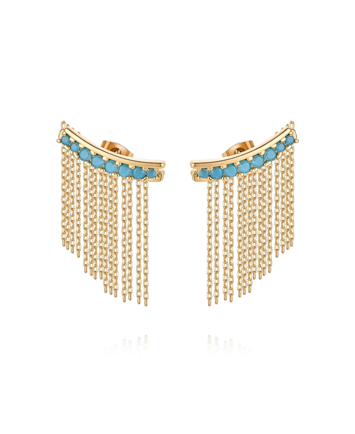Turquoise Bead 18k Gold Plated Ear Crawler - Turquoise
